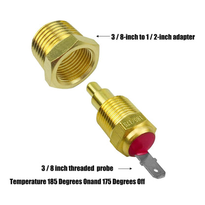 รถ 12V 40A 175-185 องศาเทอร์โมสตัทพัดลมระบายความร้อนแบบคู่สายไฟรีเลย์ชุดเซ็นเซอร์, Electric Cooling Fan Wiring Relay