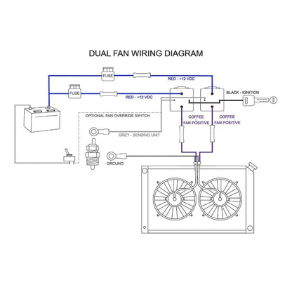 รถ 12V 40A 175-185 องศาเทอร์โมสตัทพัดลมระบายความร้อนแบบคู่สายไฟรีเลย์ชุดเซ็นเซอร์, Electric Cooling Fan Wiring Relay