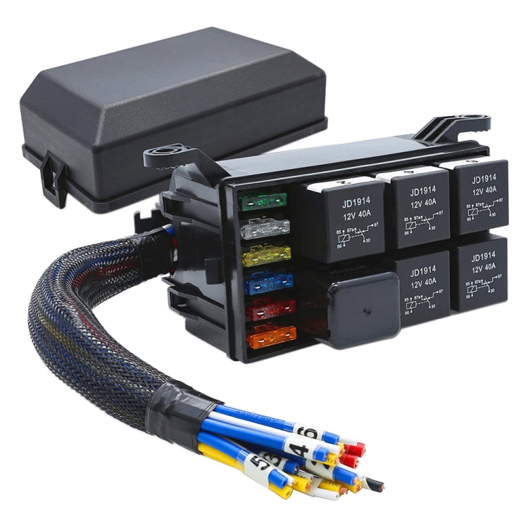 12V 5 Pin รถ 6 ช่องกล่องฟิวส์รีเลย์กันน้ำพร้อมสายเคเบิล, 12V