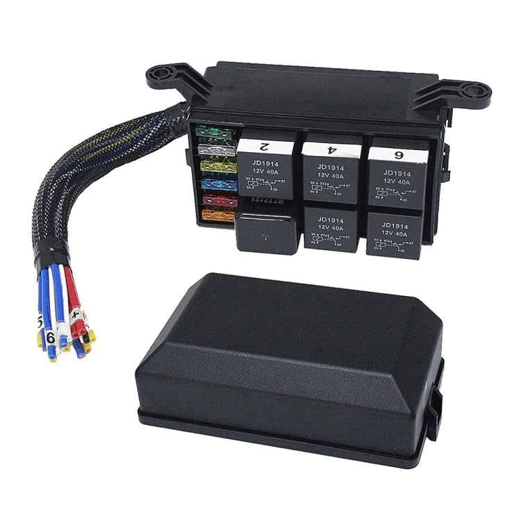 12V 5 Pin รถ 6 ช่องกล่องฟิวส์รีเลย์กันน้ำพร้อมสายเคเบิล, 12V