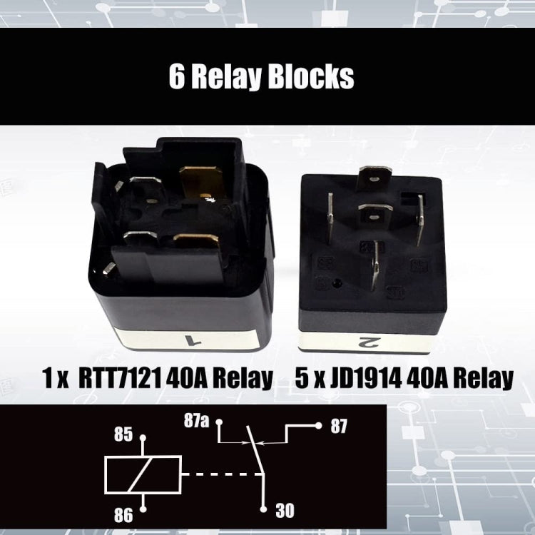 12V 5 Pin รถ 6 ช่องกล่องฟิวส์รีเลย์กันน้ำพร้อมสายเคเบิล, 12V