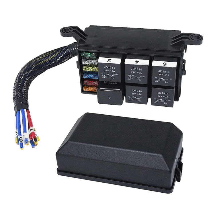 24V 5 Pin รถ 6 ช่องกล่องฟิวส์รีเลย์กันน้ำพร้อมสายเคเบิล, 24V