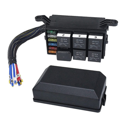 24V 5 Pin รถ 6 ช่องกล่องฟิวส์รีเลย์กันน้ำพร้อมสายเคเบิล, 24V
