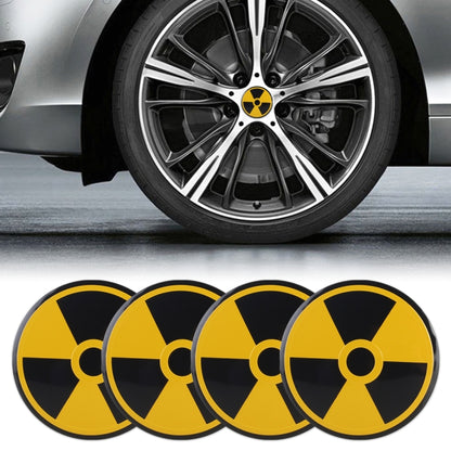 สติ๊กเกอร์ตกแต่งดุมล้อรถยนต์ 4 in 1 เส้นผ่านศูนย์กลาง 5.8 ซม, Black + Yellow