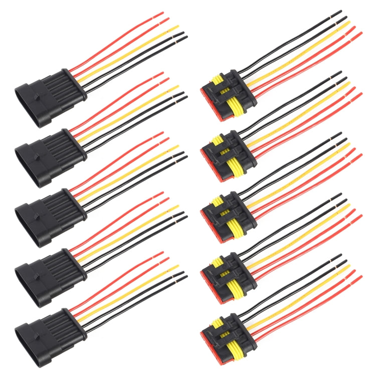 10pcs 4P Car Connector Plug-In Waterproof Plug ความยาว：10ซม, 5P
