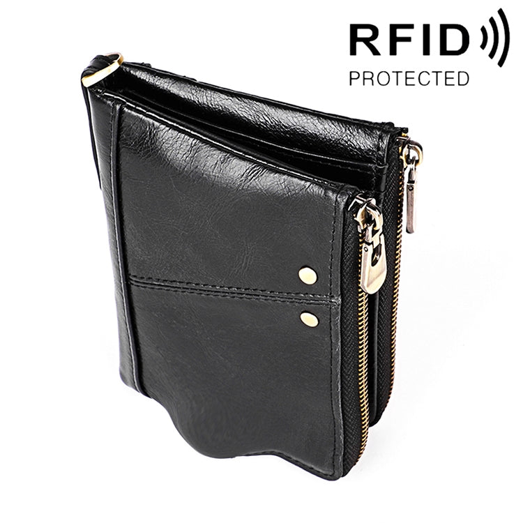 3533 ยาว Crazy Horse Texture หนัง Cowhide พับ Anti-Magnetic RFID กระเป๋าสตางค์กระเป๋าคลัทช์สำหรับชายพร้อมช่องใส่การ์ด, 3533 Black, 3533 Coffee, 3533 Blue, 3533 Red, 3533 Yellowish-brown