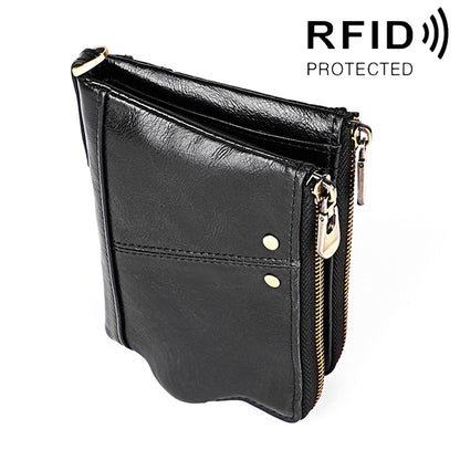 3533 ยาว Crazy Horse Texture หนัง Cowhide พับ Anti-Magnetic RFID กระเป๋าสตางค์กระเป๋าคลัทช์สำหรับชายพร้อมช่องใส่การ์ด, 3533 Black, 3533 Coffee, 3533 Blue, 3533 Red, 3533 Yellowish-brown