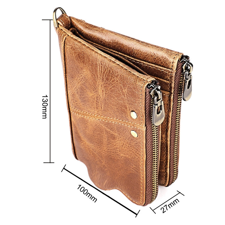 3533 ยาว Crazy Horse Texture หนัง Cowhide พับ Anti-Magnetic RFID กระเป๋าสตางค์กระเป๋าคลัทช์สำหรับชายพร้อมช่องใส่การ์ด, 3533 Black, 3533 Coffee, 3533 Blue, 3533 Red, 3533 Yellowish-brown
