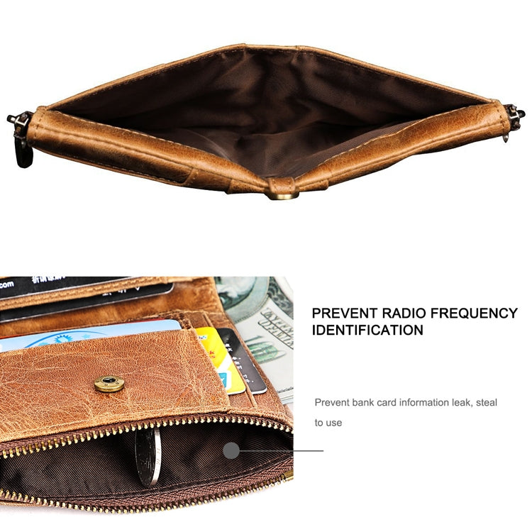 3533 ยาว Crazy Horse Texture หนัง Cowhide พับ Anti-Magnetic RFID กระเป๋าสตางค์กระเป๋าคลัทช์สำหรับชายพร้อมช่องใส่การ์ด, 3533 Black, 3533 Coffee, 3533 Blue, 3533 Red, 3533 Yellowish-brown