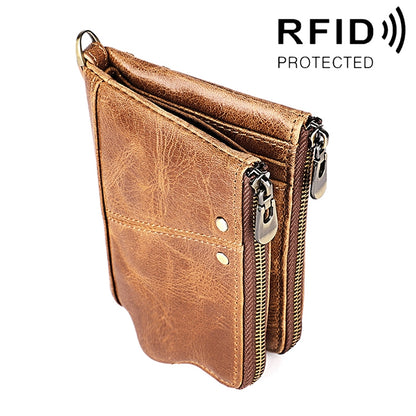 3533 ยาว Crazy Horse Texture หนัง Cowhide พับ Anti-Magnetic RFID กระเป๋าสตางค์กระเป๋าคลัทช์สำหรับชายพร้อมช่องใส่การ์ด, 3533 Black, 3533 Coffee, 3533 Blue, 3533 Red, 3533 Yellowish-brown
