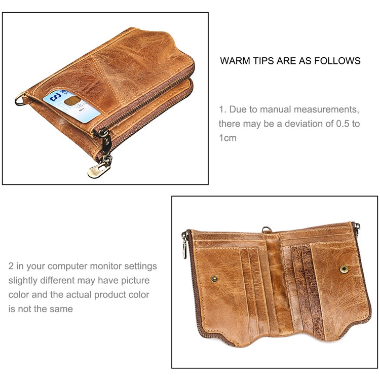 LT3533 Long Crazy Horse Texture Cowhide หนังพับป้องกันแม่เหล็ก RFID กระเป๋าสตางค์กระเป๋าคลัทช์สำหรับผู้ชายพร้อมช่องเสียบการ์ดและสายสะพาย, LT3533 Black, LT3533 Coffee, LT3533 Blue, LT3533 Red, LT3533 Yellowish-brown