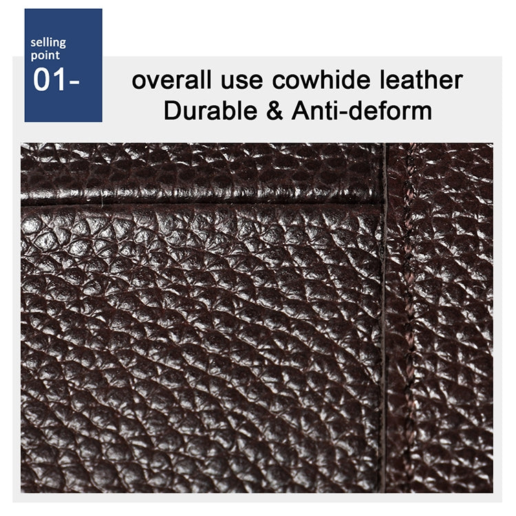 6023 Casual Litchi Texture Soft Face Full-grain Cowhide กระเป๋าสะพายข้างหนึ่งไหล่สำหรับผู้ชาย, Black, Coffee, Red, Brown