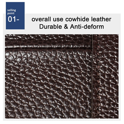 6023 Casual Litchi Texture Soft Face Full-grain Cowhide กระเป๋าสะพายข้างหนึ่งไหล่สำหรับผู้ชาย, Black, Coffee, Red, Brown