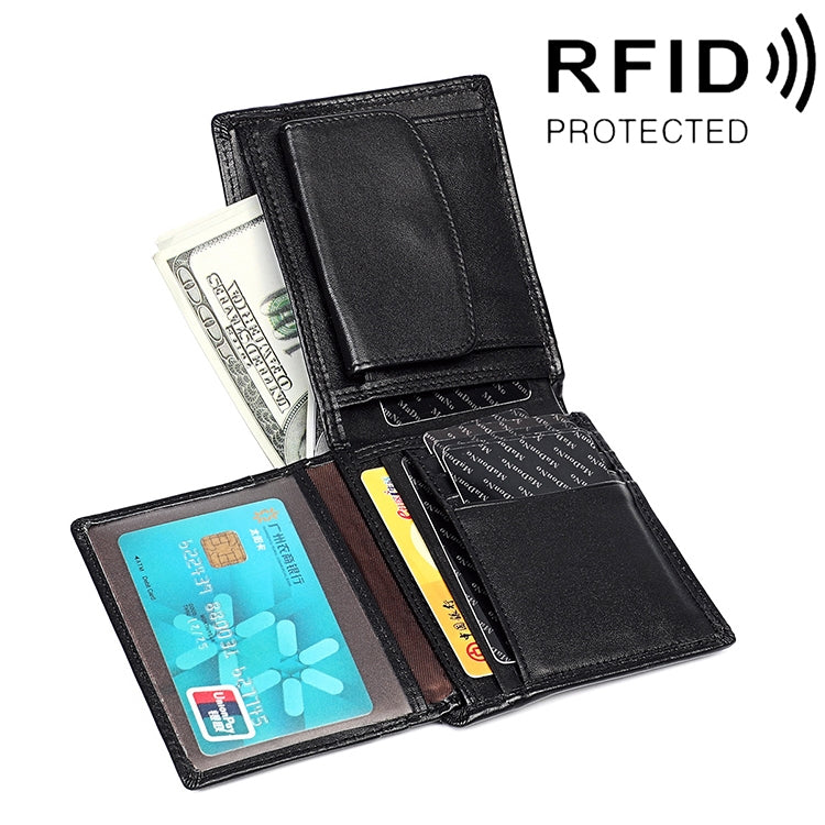 8020 แนวนอน Retro Crazy Horse หนัง Anti-Magnetic RFID กระเป๋าสตางค์คลัทช์กระเป๋าสำหรับชายพร้อมช่องใส่การ์ด, 8020 Black, 8020 Coffee, 8020 Yellowish-brown