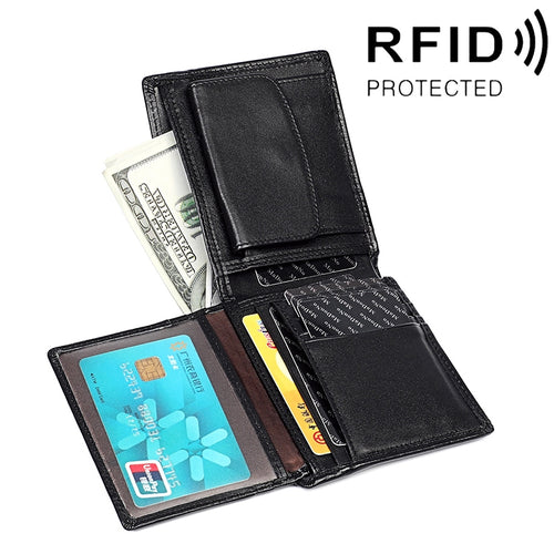 8020 แนวนอน Retro Crazy Horse หนัง Anti-Magnetic RFID กระเป๋าสตางค์คลัทช์กระเป๋าสำหรับชายพร้อมช่องใส่การ์ด, 8020 Black, 8020 Coffee, 8020 Yellowish-brown