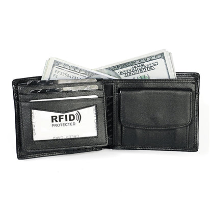 8020 แนวนอน Retro Crazy Horse หนัง Anti-Magnetic RFID กระเป๋าสตางค์คลัทช์กระเป๋าสำหรับชายพร้อมช่องใส่การ์ด, 8020 Black, 8020 Coffee, 8020 Yellowish-brown