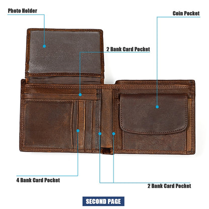 8020 แนวนอน Retro Crazy Horse หนัง Anti-Magnetic RFID กระเป๋าสตางค์คลัทช์กระเป๋าสำหรับชายพร้อมช่องใส่การ์ด, 8020 Black, 8020 Coffee, 8020 Yellowish-brown