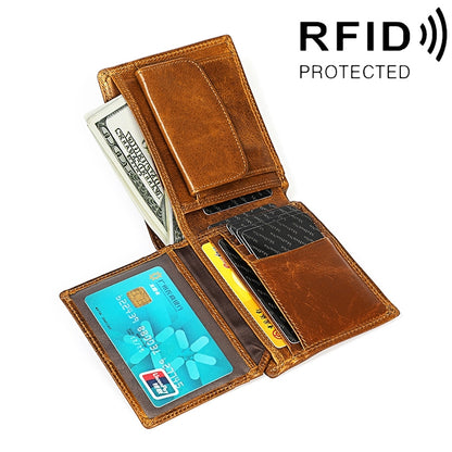 8020 แนวนอน Retro Crazy Horse หนัง Anti-Magnetic RFID กระเป๋าสตางค์คลัทช์กระเป๋าสำหรับชายพร้อมช่องใส่การ์ด, 8020 Black, 8020 Coffee, 8020 Yellowish-brown