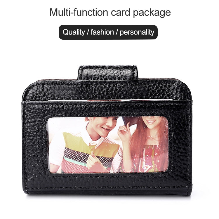 KB188 หนังวัวแนวนอนรูปทรงออร์แกนหลายช่องใส่การ์ดกระเป๋าสตางค์ RFID ป้องกันแม่เหล็กสำหรับสุภาพสตรีพร้อมหน้าต่างโปร่งใส, KB188 Black, KB188 Coffee, KB188 Purple, KB188 Rose Red, KB188 Sapphire Blue