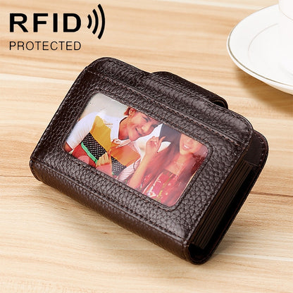 KB188 หนังวัวแนวนอนรูปทรงออร์แกนหลายช่องใส่การ์ดกระเป๋าสตางค์ RFID ป้องกันแม่เหล็กสำหรับสุภาพสตรีพร้อมหน้าต่างโปร่งใส, KB188 Black, KB188 Coffee, KB188 Purple, KB188 Rose Red, KB188 Sapphire Blue