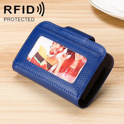 KB188 หนังวัวแนวนอนรูปทรงออร์แกนหลายช่องใส่การ์ดกระเป๋าสตางค์ RFID ป้องกันแม่เหล็กสำหรับสุภาพสตรีพร้อมหน้าต่างโปร่งใส, KB188 Black, KB188 Coffee, KB188 Purple, KB188 Rose Red, KB188 Sapphire Blue
