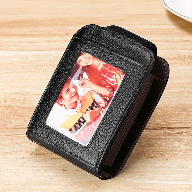 KB189 หนังวัวแนวตั้งรูปทรงออร์แกนหลายช่องใส่การ์ดกระเป๋าสตางค์ RFID ป้องกันแม่เหล็กสำหรับสุภาพสตรีพร้อมหน้าต่างโปร่งใส, KB189 Black, KB189 Purple, KB189 Rose Red, KB189 Sapphire Blue