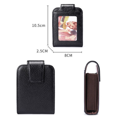 KB189 หนังวัวแนวตั้งรูปทรงออร์แกนหลายช่องใส่การ์ดกระเป๋าสตางค์ RFID ป้องกันแม่เหล็กสำหรับสุภาพสตรีพร้อมหน้าต่างโปร่งใส, KB189 Black, KB189 Purple, KB189 Rose Red, KB189 Sapphire Blue