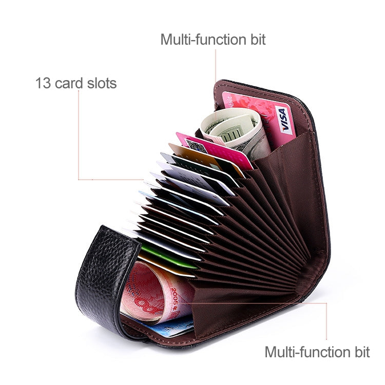 KB189 หนังวัวแนวตั้งรูปทรงออร์แกนหลายช่องใส่การ์ดกระเป๋าสตางค์ RFID ป้องกันแม่เหล็กสำหรับสุภาพสตรีพร้อมหน้าต่างโปร่งใส, KB189 Black, KB189 Purple, KB189 Rose Red, KB189 Sapphire Blue