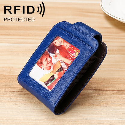 KB189 หนังวัวแนวตั้งรูปทรงออร์แกนหลายช่องใส่การ์ดกระเป๋าสตางค์ RFID ป้องกันแม่เหล็กสำหรับสุภาพสตรีพร้อมหน้าต่างโปร่งใส, KB189 Black, KB189 Purple, KB189 Rose Red, KB189 Sapphire Blue