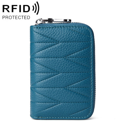 KB191 ซิปหนังวัวหนังออร์แกนรูปร่างช่องใส่การ์ดหลายช่องกระเป๋าสตางค์ RFID ป้องกันแม่เหล็กกระเป๋าคลัทช์สำหรับสุภาพสตรี, KB191 Aqua Blue, KB191 Black, KB191 Dark Blue, KB191 Pink, KB191 Light Purple, KB191 Wine Red, KB191 Brown