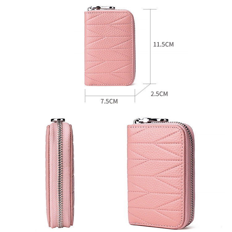 KB191 ซิปหนังวัวหนังออร์แกนรูปร่างช่องใส่การ์ดหลายช่องกระเป๋าสตางค์ RFID ป้องกันแม่เหล็กกระเป๋าคลัทช์สำหรับสุภาพสตรี, KB191 Aqua Blue, KB191 Black, KB191 Dark Blue, KB191 Pink, KB191 Light Purple, KB191 Wine Red, KB191 Brown