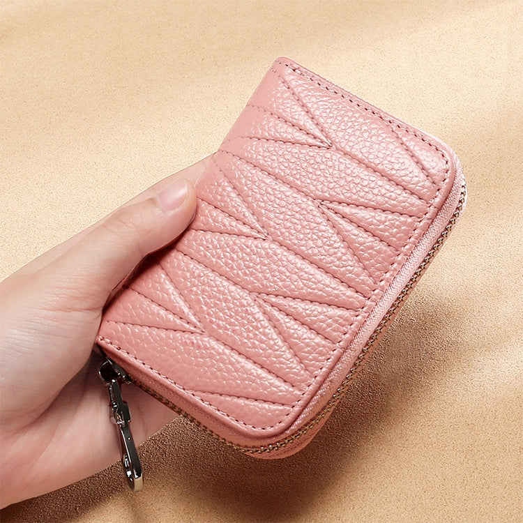 KB191 ซิปหนังวัวหนังออร์แกนรูปร่างช่องใส่การ์ดหลายช่องกระเป๋าสตางค์ RFID ป้องกันแม่เหล็กกระเป๋าคลัทช์สำหรับสุภาพสตรี, KB191 Aqua Blue, KB191 Black, KB191 Dark Blue, KB191 Pink, KB191 Light Purple, KB191 Wine Red, KB191 Brown