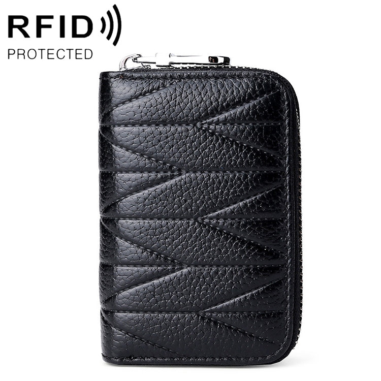 KB191 ซิปหนังวัวหนังออร์แกนรูปร่างช่องใส่การ์ดหลายช่องกระเป๋าสตางค์ RFID ป้องกันแม่เหล็กกระเป๋าคลัทช์สำหรับสุภาพสตรี, KB191 Aqua Blue, KB191 Black, KB191 Dark Blue, KB191 Pink, KB191 Light Purple, KB191 Wine Red, KB191 Brown