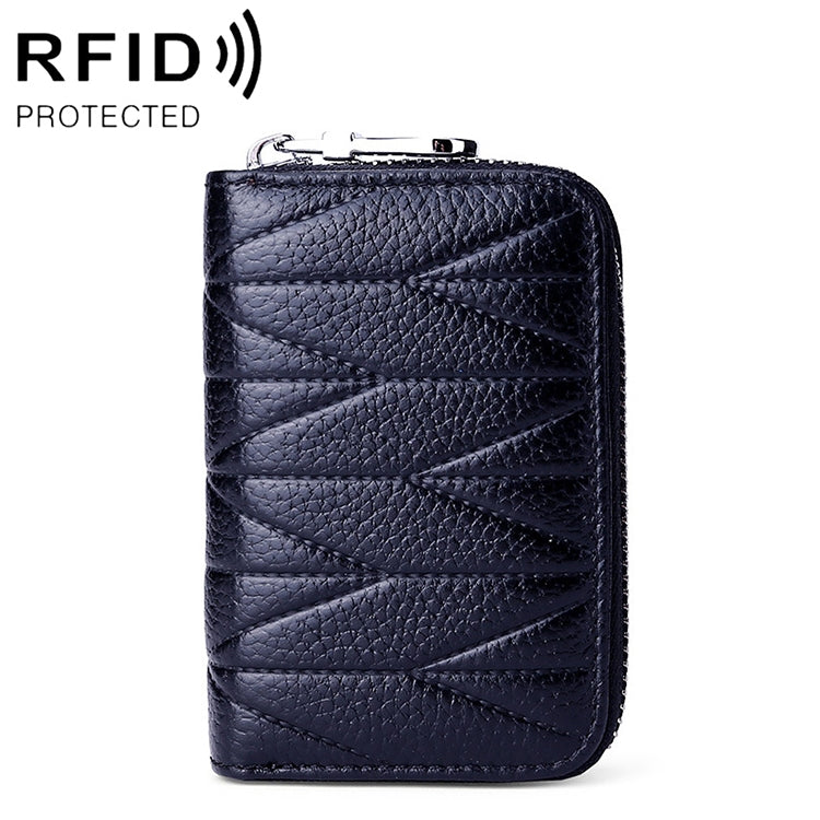 KB191 ซิปหนังวัวหนังออร์แกนรูปร่างช่องใส่การ์ดหลายช่องกระเป๋าสตางค์ RFID ป้องกันแม่เหล็กกระเป๋าคลัทช์สำหรับสุภาพสตรี, KB191 Aqua Blue, KB191 Black, KB191 Dark Blue, KB191 Pink, KB191 Light Purple, KB191 Wine Red, KB191 Brown