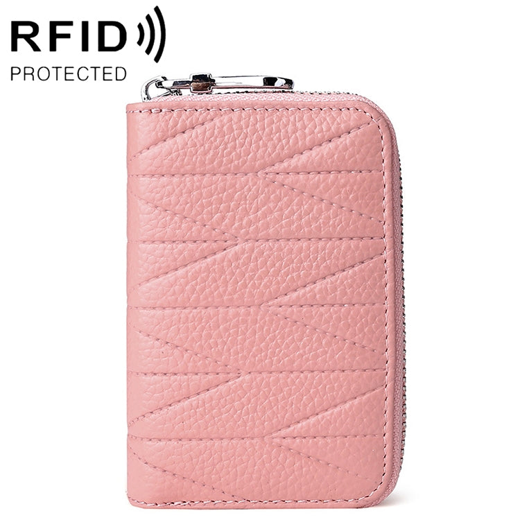 KB191 ซิปหนังวัวหนังออร์แกนรูปร่างช่องใส่การ์ดหลายช่องกระเป๋าสตางค์ RFID ป้องกันแม่เหล็กกระเป๋าคลัทช์สำหรับสุภาพสตรี, KB191 Aqua Blue, KB191 Black, KB191 Dark Blue, KB191 Pink, KB191 Light Purple, KB191 Wine Red, KB191 Brown