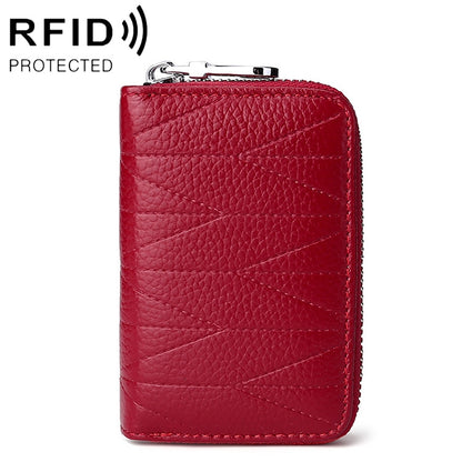 KB191 ซิปหนังวัวหนังออร์แกนรูปร่างช่องใส่การ์ดหลายช่องกระเป๋าสตางค์ RFID ป้องกันแม่เหล็กกระเป๋าคลัทช์สำหรับสุภาพสตรี, KB191 Aqua Blue, KB191 Black, KB191 Dark Blue, KB191 Pink, KB191 Light Purple, KB191 Wine Red, KB191 Brown
