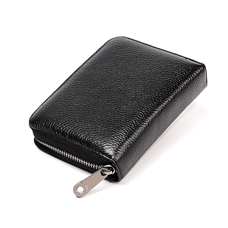 KB195 ซิปหนังวัวหนังสองแถวรูปร่างออร์แกนหลายช่องใส่การ์ดกระเป๋าสตางค์ RFID ป้องกันแม่เหล็กกระเป๋าคลัทช์สำหรับสุภาพสตรี, KB195 Black, KB195 Coffee, KB195 Pink, KB195 Purple, KB195 Rose Red
