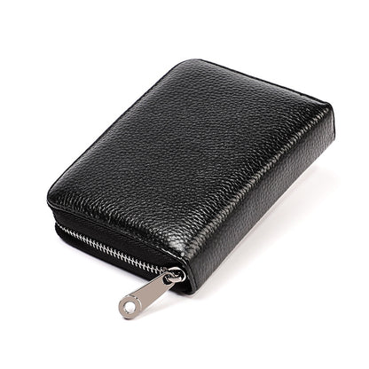 KB195 ซิปหนังวัวหนังสองแถวรูปร่างออร์แกนหลายช่องใส่การ์ดกระเป๋าสตางค์ RFID ป้องกันแม่เหล็กกระเป๋าคลัทช์สำหรับสุภาพสตรี, KB195 Black, KB195 Coffee, KB195 Pink, KB195 Purple, KB195 Rose Red