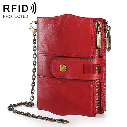 LT3539 Cowhide หนังซิปหัวเข็มขัดป้องกันแม่เหล็ก RFID กระเป๋าสตางค์กระเป๋าคลัทช์สำหรับผู้ชายพร้อมช่องเสียบการ์ดและสายสะพาย, LT3539 Shoulder Strap Blue, LT3539 Strap Red, LT3539 Yellowish-brown