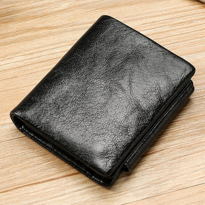 TP-191 Oil Wax Leather กระเป๋าสตางค์สามพับ RFID อเนกประสงค์