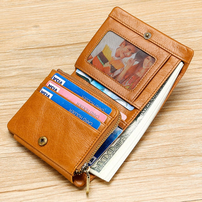 TP-191 Oil Wax Leather กระเป๋าสตางค์สามพับ RFID อเนกประสงค์