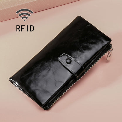 TP-189 Oilskin Leather กระเป๋าสตางค์หนัง RFID แบบมีซิปอเนกประสงค์