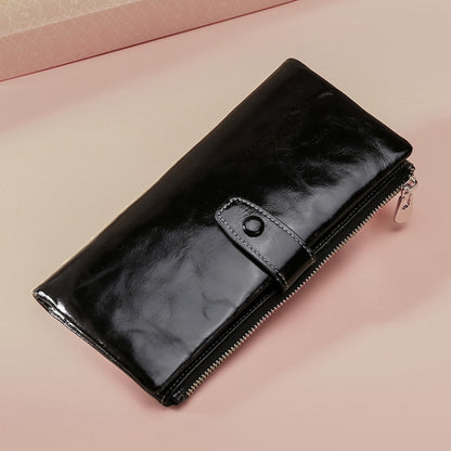 TP-189 Oilskin Leather กระเป๋าสตางค์หนัง RFID แบบมีซิปอเนกประสงค์