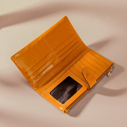 TP-189 Oilskin Leather กระเป๋าสตางค์หนัง RFID แบบมีซิปอเนกประสงค์