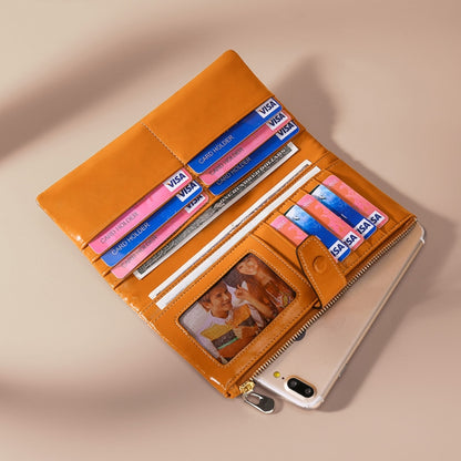 TP-189 Oilskin Leather กระเป๋าสตางค์หนัง RFID แบบมีซิปอเนกประสงค์