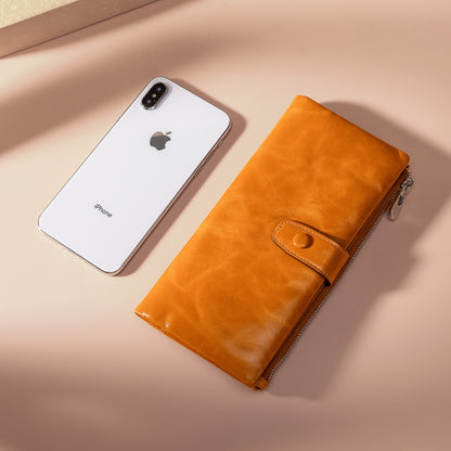 TP-189 Oilskin Leather กระเป๋าสตางค์หนัง RFID แบบมีซิปอเนกประสงค์