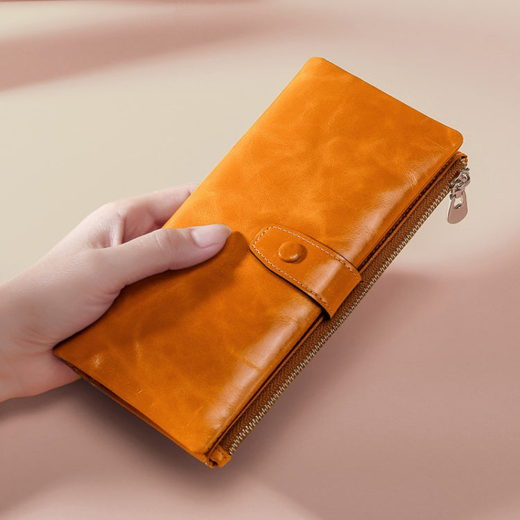 TP-189 Oilskin Leather กระเป๋าสตางค์หนัง RFID แบบมีซิปอเนกประสงค์