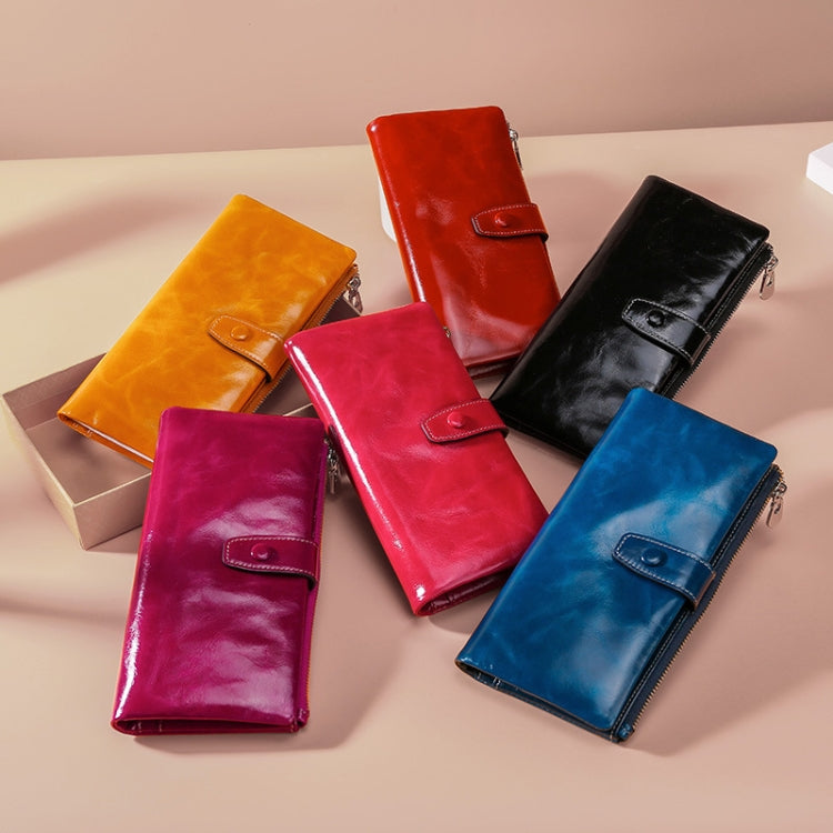 TP-189 Oilskin Leather กระเป๋าสตางค์หนัง RFID แบบมีซิปอเนกประสงค์