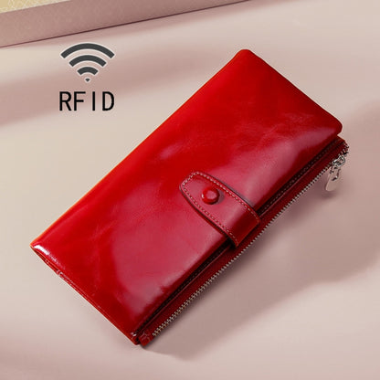 TP-189 Oilskin Leather กระเป๋าสตางค์หนัง RFID แบบมีซิปอเนกประสงค์