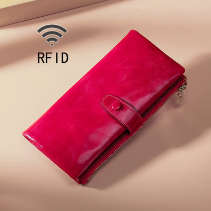 TP-189 Oilskin Leather กระเป๋าสตางค์หนัง RFID แบบมีซิปอเนกประสงค์